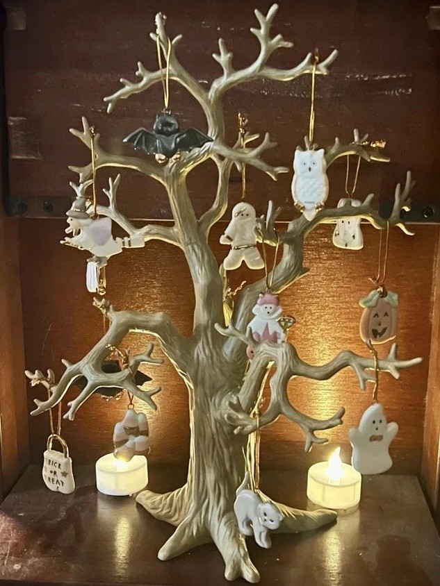 Original 2004 Lenox Halloween Trick or Treat Tree Set - 14pc Box 24K Gold EXTRA