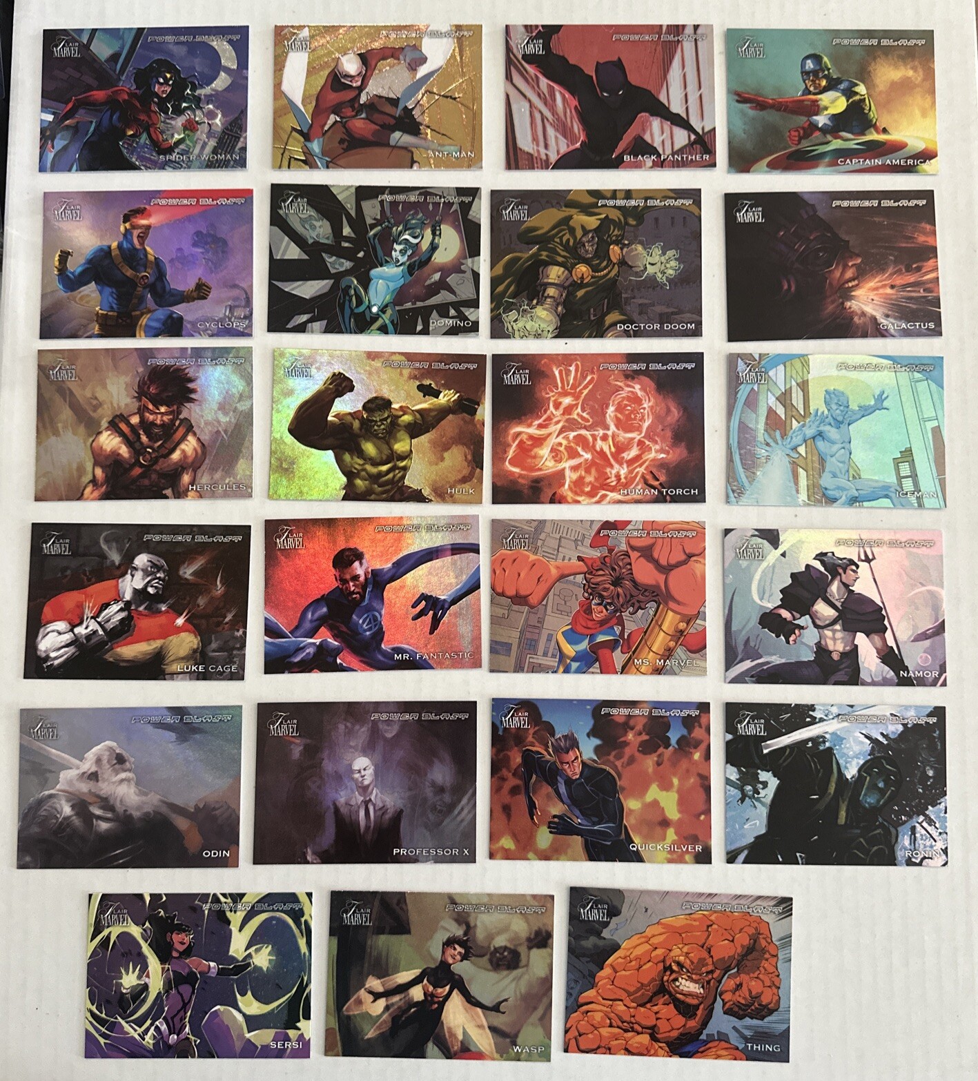 2023 2024 UD Marvel Flair POWER BLAST Set Lot Of 23  Different W SPs