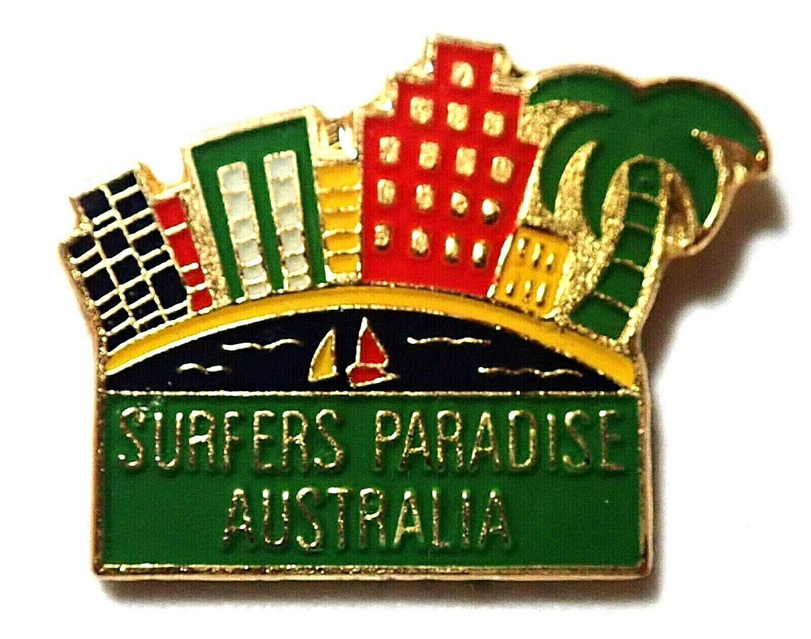 BRISBANE 2032 OLYMPICS BEAUTIFUL VINTAGE SURFERS PARADISE AUSTRALIA PIN BADGE 