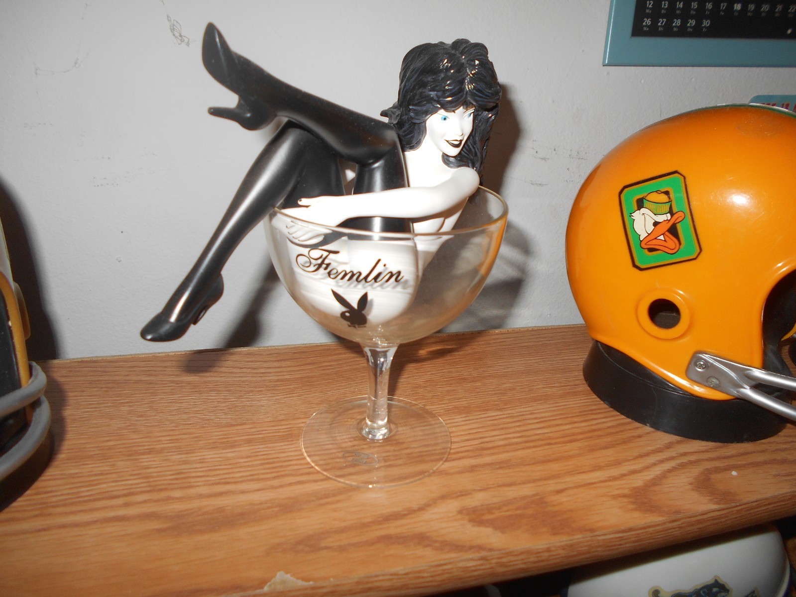 PLAYBOY FEMLIN mascot IN CHAMPAGNE GLASS FIGURINE rare