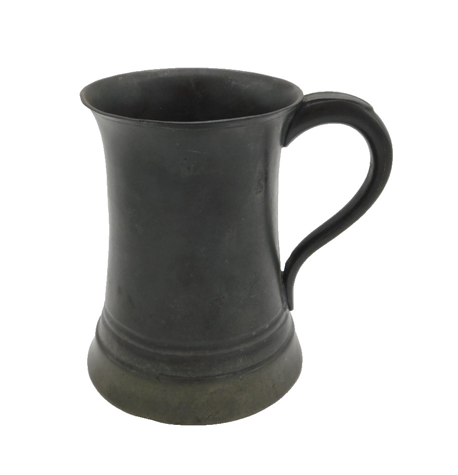 Victorian Period Peweter Tankard with Glass Bottom Antique c1850s 