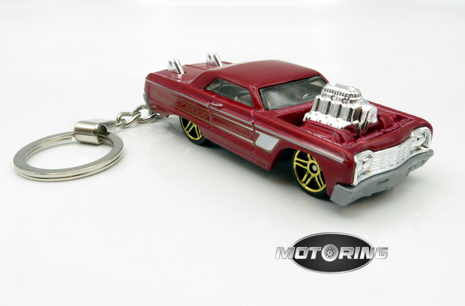 1964 \'64 Chevy Impala Maroon Car Rare Novelty Keychain 1:64 Diecast
