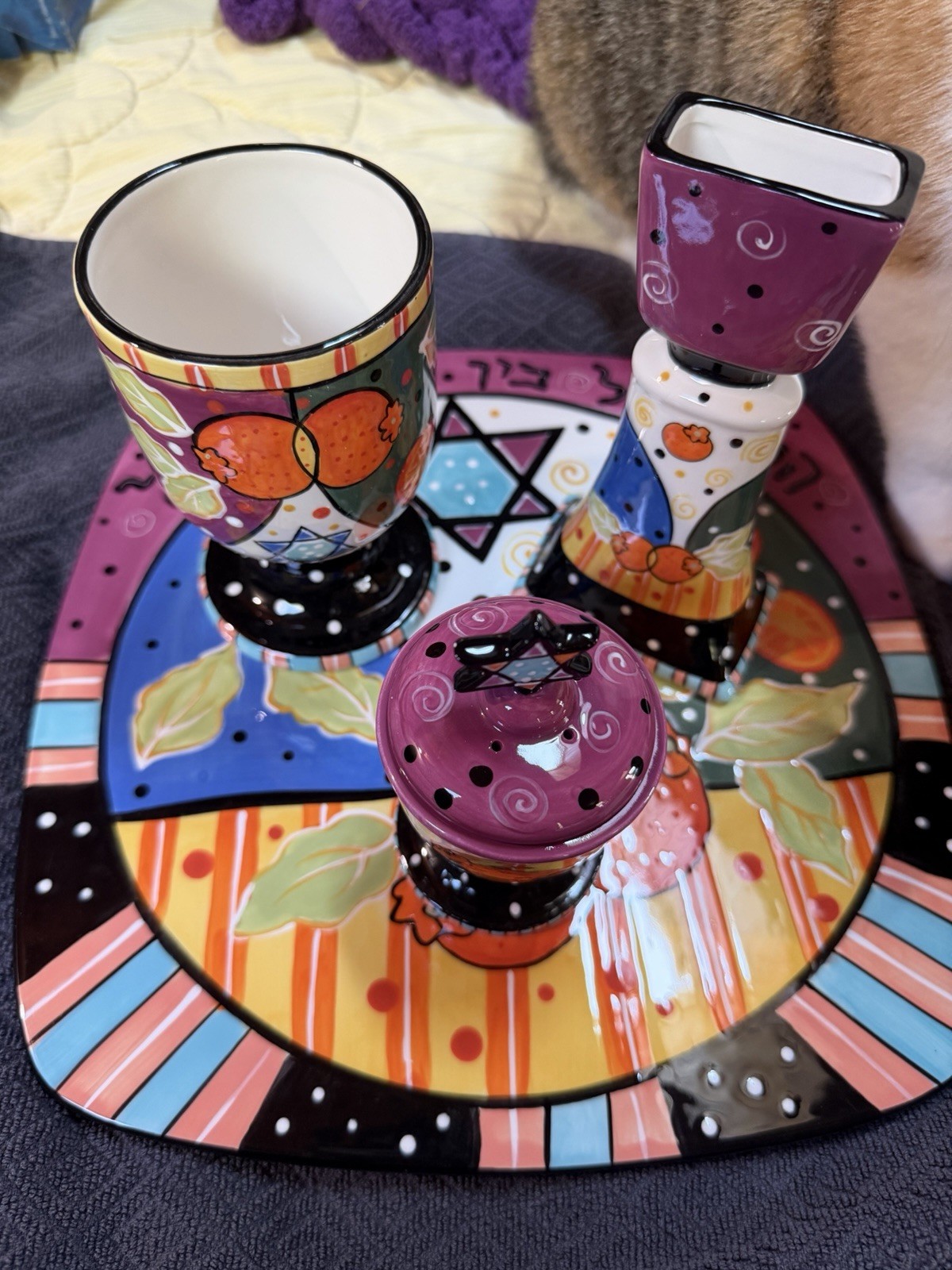 Ceramic Havdalah Set-Multicolor