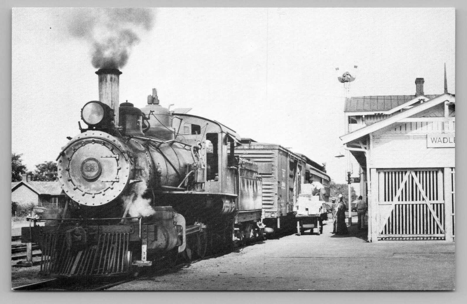 Wadley Southern Railway 53 4-6-0 Depot 1949 Steam Locomotive GA Vtg Postcard G3
