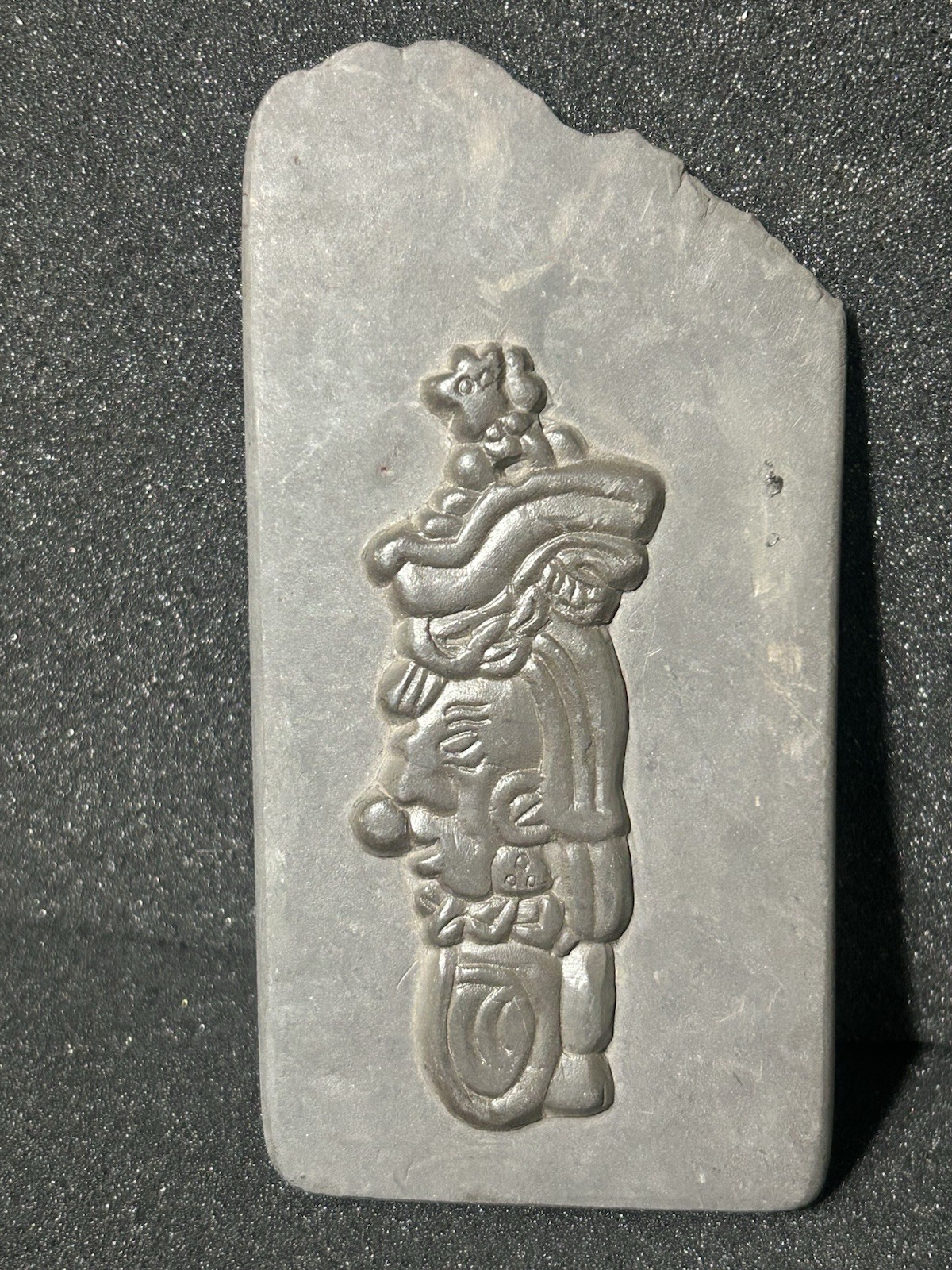 Vintage Slate Carving #24 By Garcia Sisters Belize 5.5” Trophy Head Temple Tikal