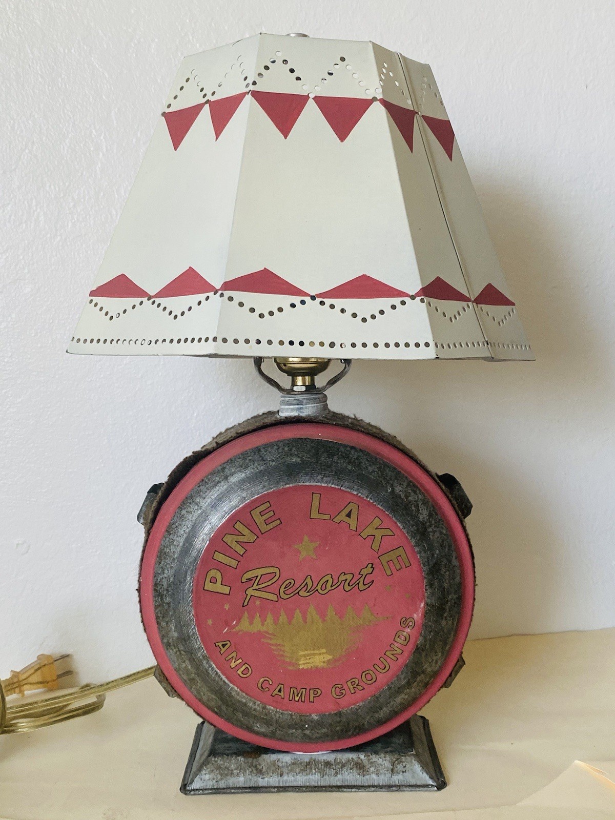 Pine Lake Resort Camp Ground Vintage Lamp