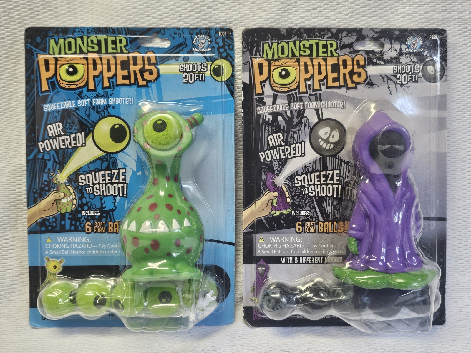 Vintage NOS Monster Poppers Air Powered Shooting Toy Sealed Opto & Moody Figures