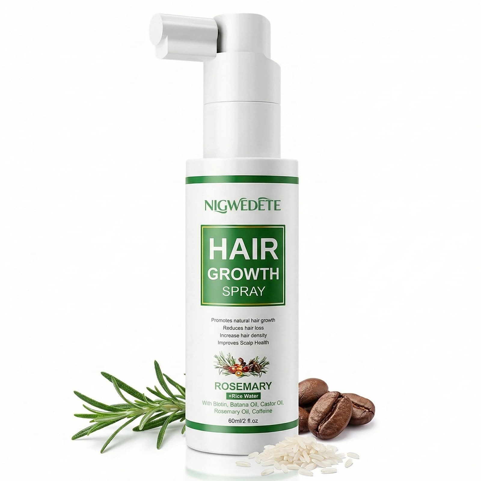 Rosemary and Rice Water Spray for Hair Growth with Biotin & Caffeine - Strengthe