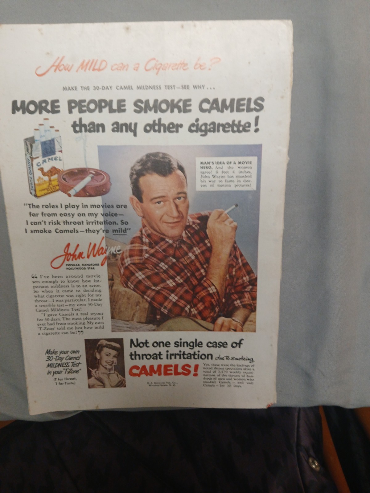 1951 Camel Cigarettes Vintage Magazine Advertisement featuring  John Wayne 