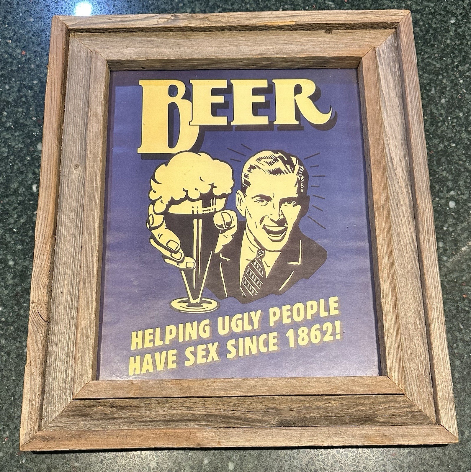 Framed Wall Budweiser  Miller Beer Helping Ugly People Have Sex Funny Humor Joke