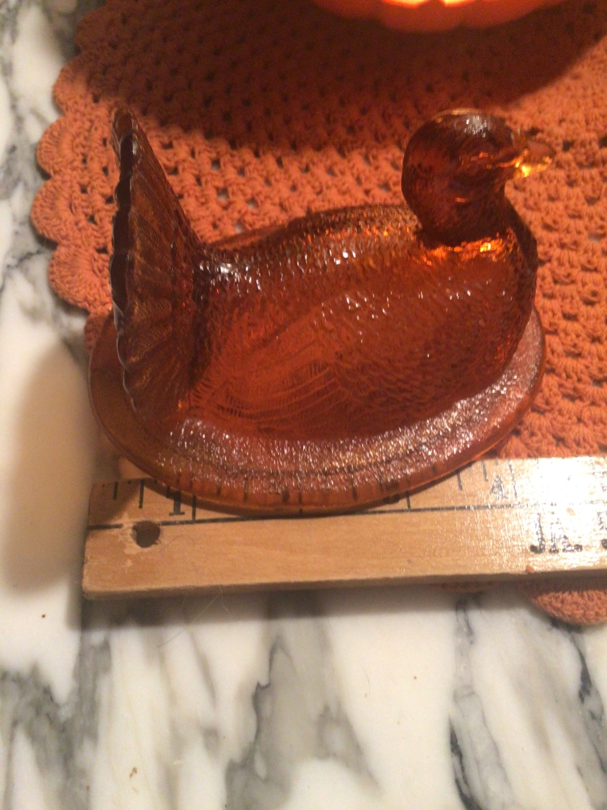 Vtg. Turkey on the Nest Amber Glass Replacement Top