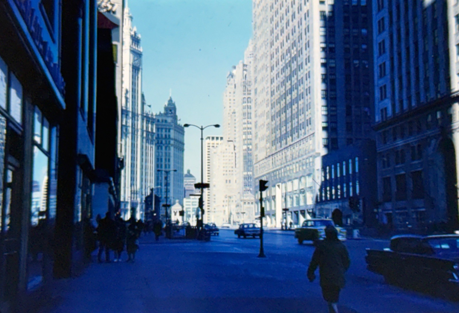 Orig 1964 Slide Chicago Michigan Ave Downtown Street Scene B51