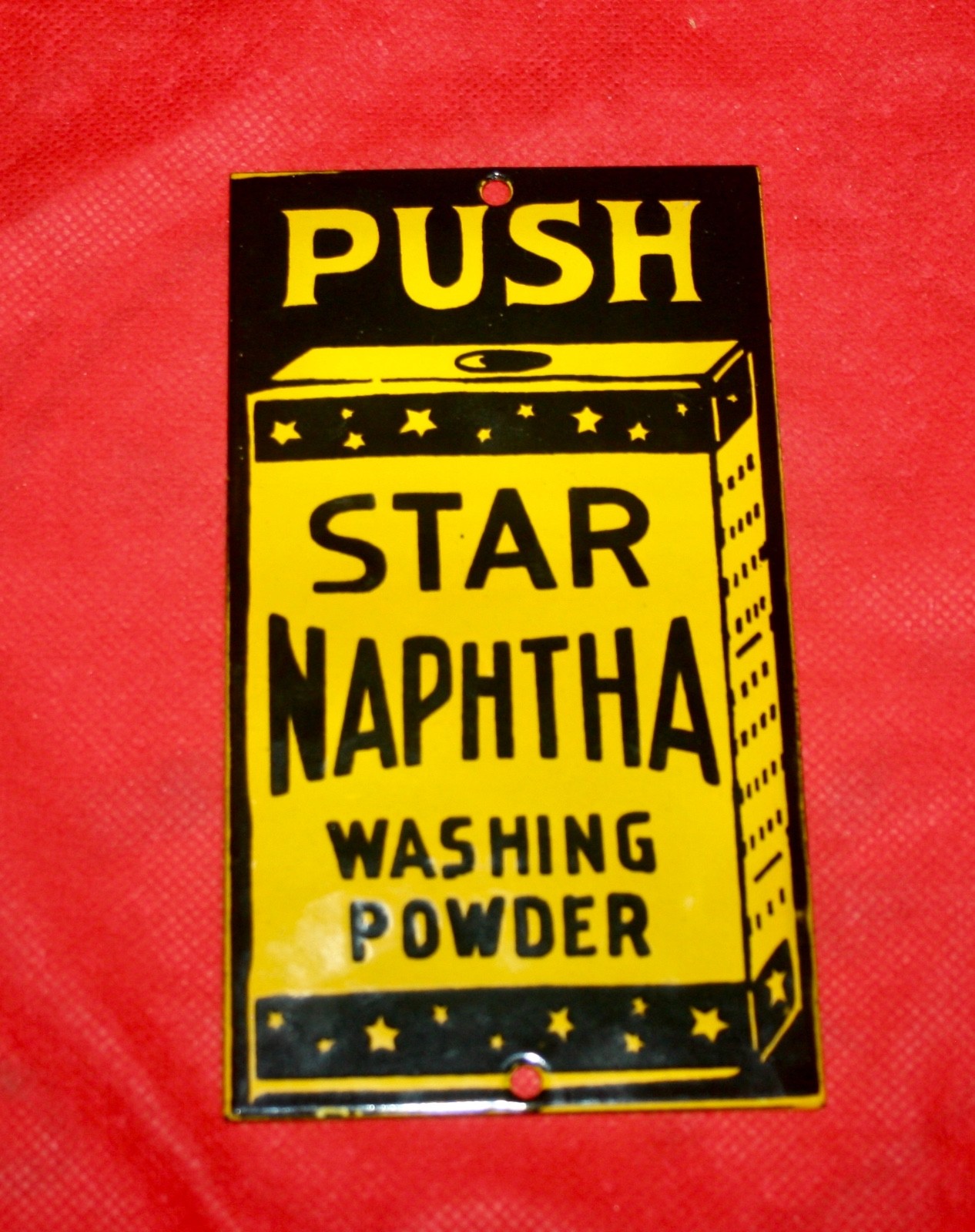 Early 1900's Star Naphtha Washing Powder Door PUSH Sign