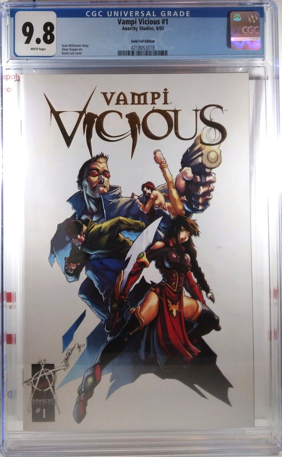 🩸 CGC 9.8 VAMPI VICIOUS #1 GOLD FOIL EDITION KEVIN LAU VARIANT Vampirella 2003