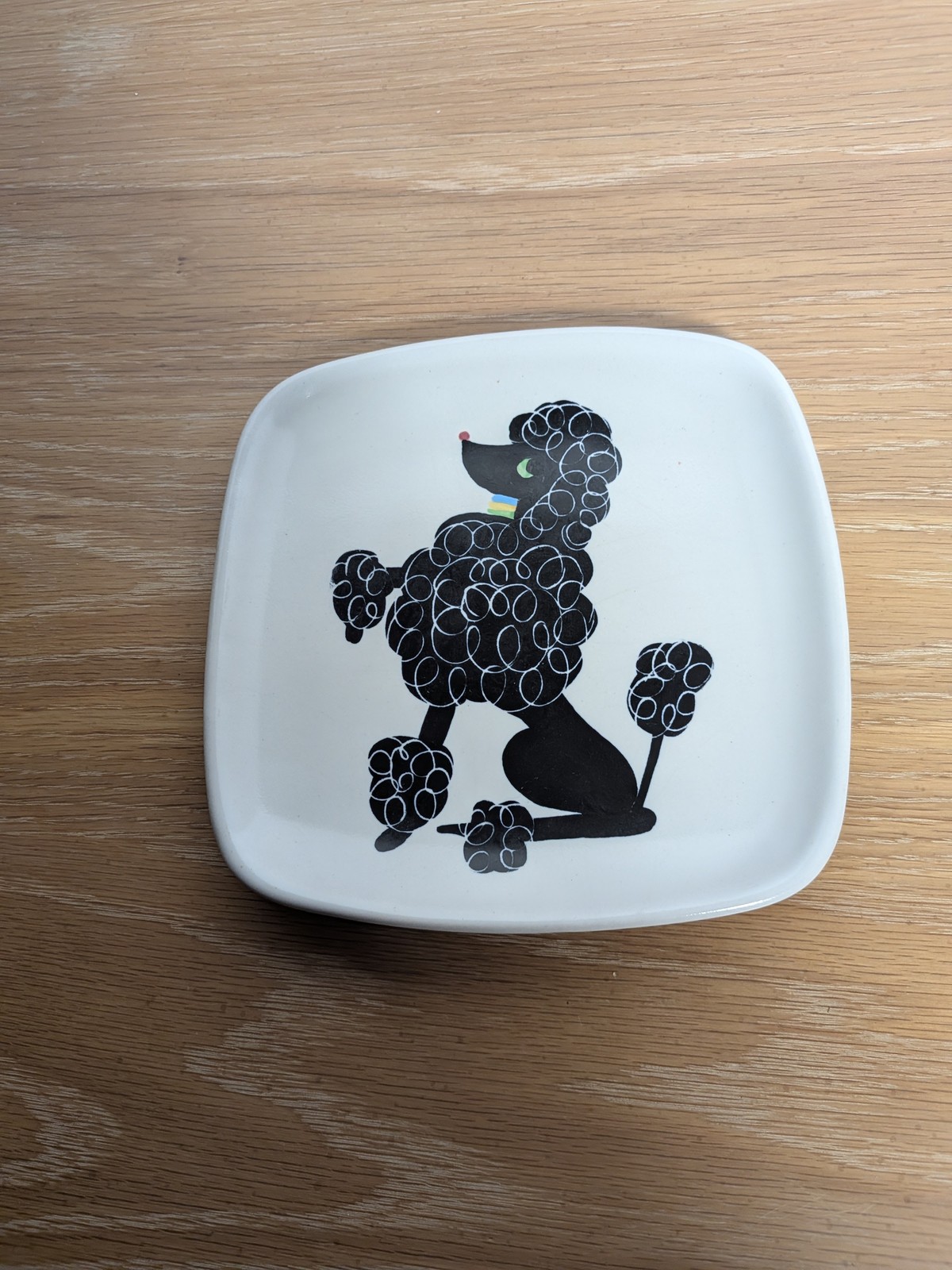 Vintage Mid Century Modern Poodle Dog Square Plate Dish Oven Proof Ceramic