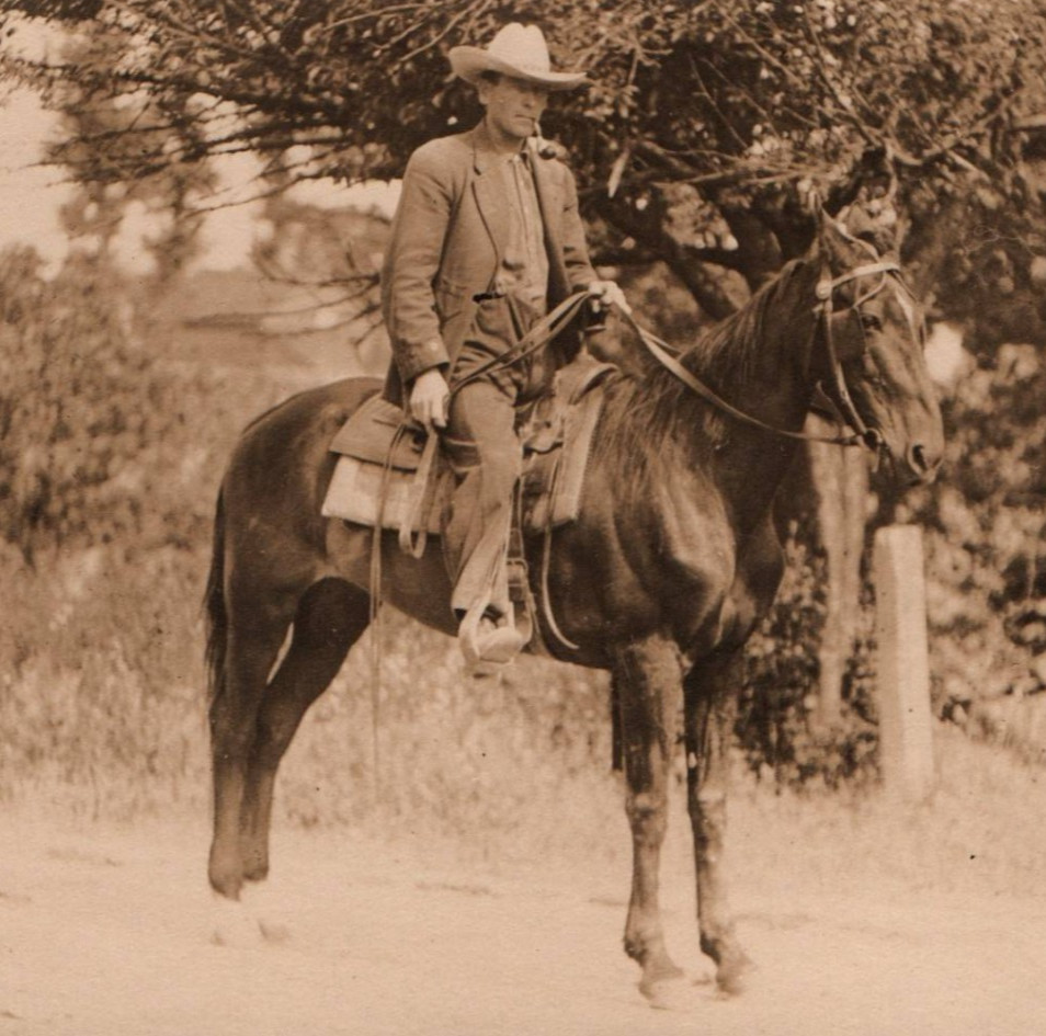 C1910s - Cowboy in suit on Horse Smoking Pipe Real Photo RPPC - Postcard - P20