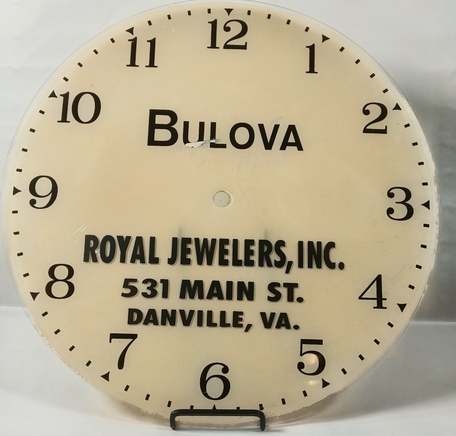 Vintage  PAM Style 14 3/8 Bulova Advertising Glass Clock Dial 
