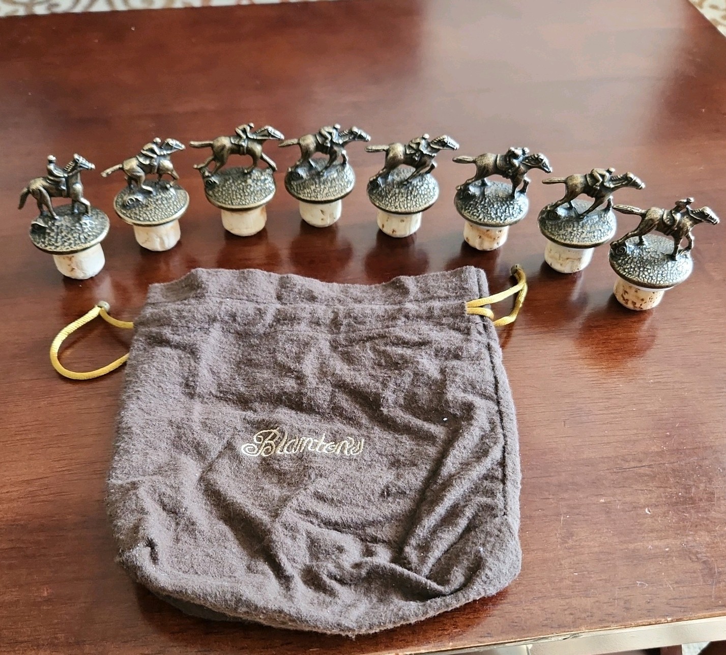 Blanton\'s Bourbon COMPLETE SET Bottle Stoppers, bottle bag, B L A N T O N: S
