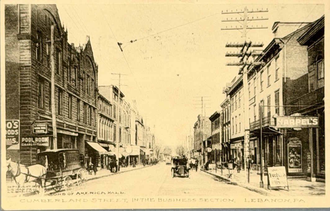 Lebanon PA Postcard Cumberland Street Business Section Vintage Pennsylvania 1907
