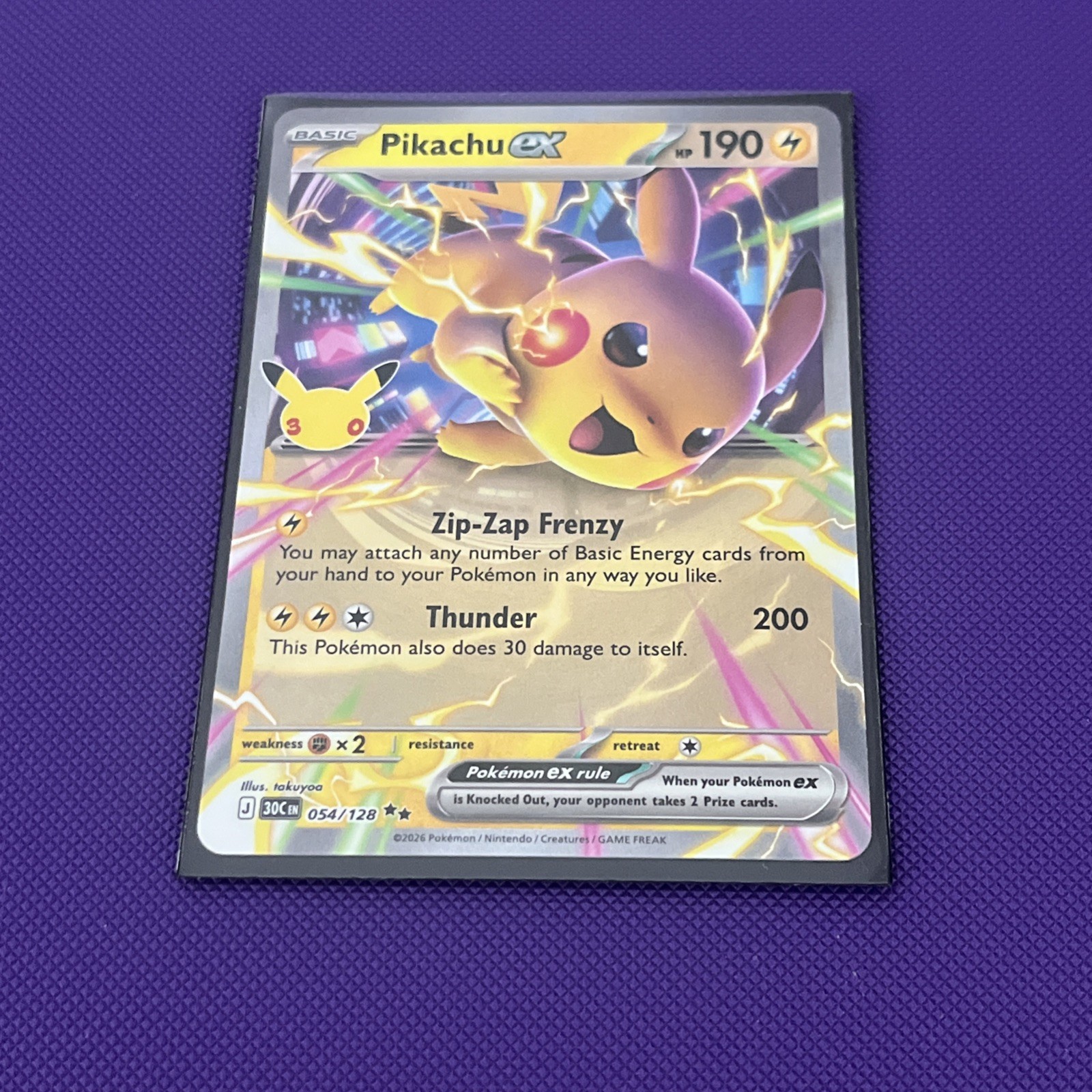 Pokemon TCG 30th Celebration Pikachu EX 054/128 Near Mint Condition English