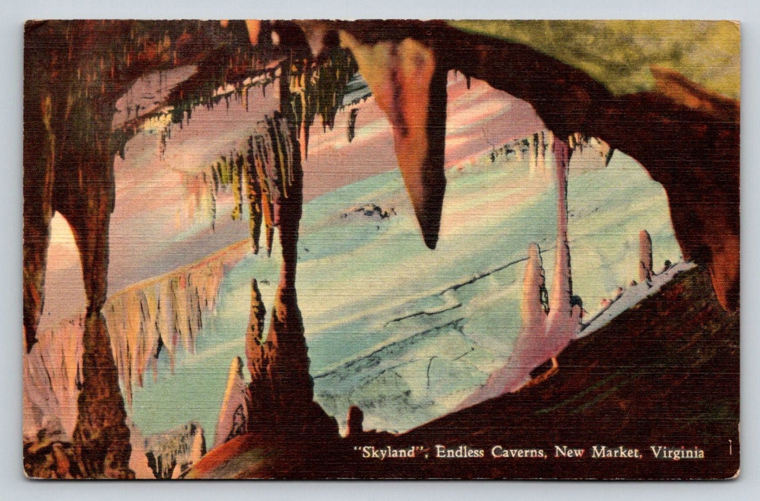 Skyland Endless Caverns Virginia 1940 Linen Postcard New Market Cave View