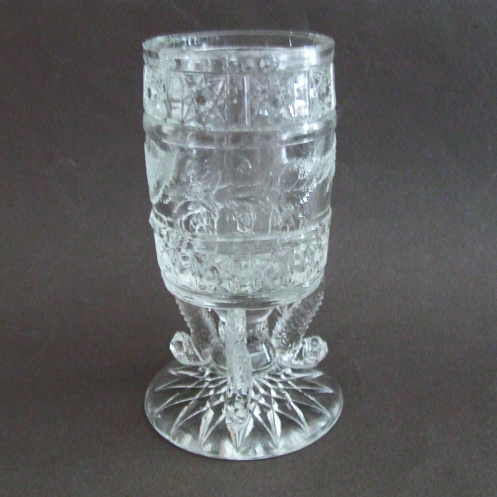 Bryce, Higbee & Co. Clear Glass Dolphin-Footed Toothpick Holder EAPG 1897 - 1907