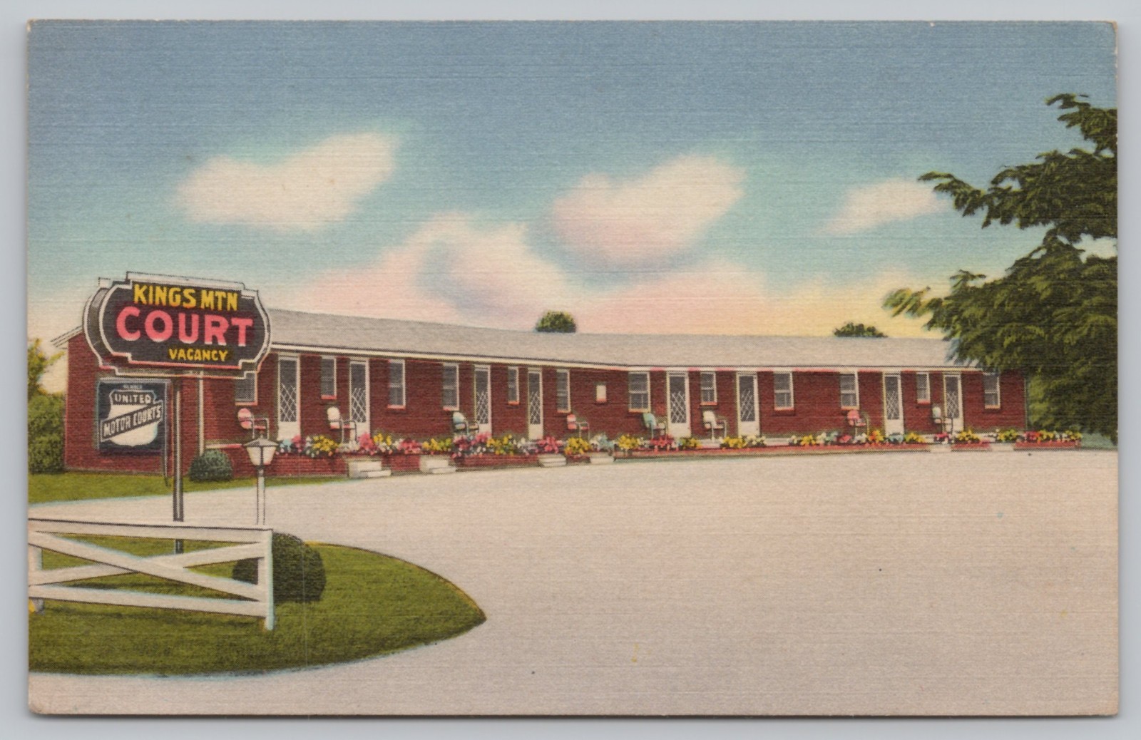Kings Mountain NC North Carolina - Kings Mtn Motel - Linen Postcard - c1950\'s