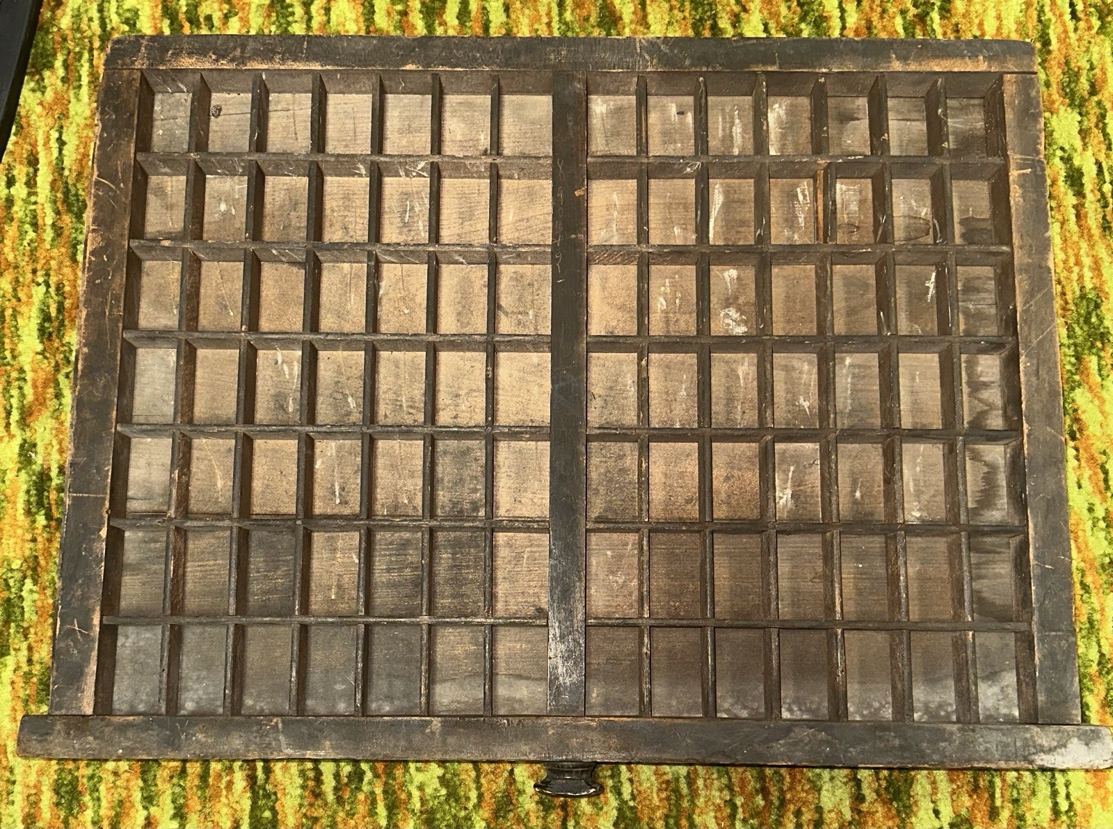 Vintage Early Wooden Printer’s Tray - 17X22” 98 Spaces