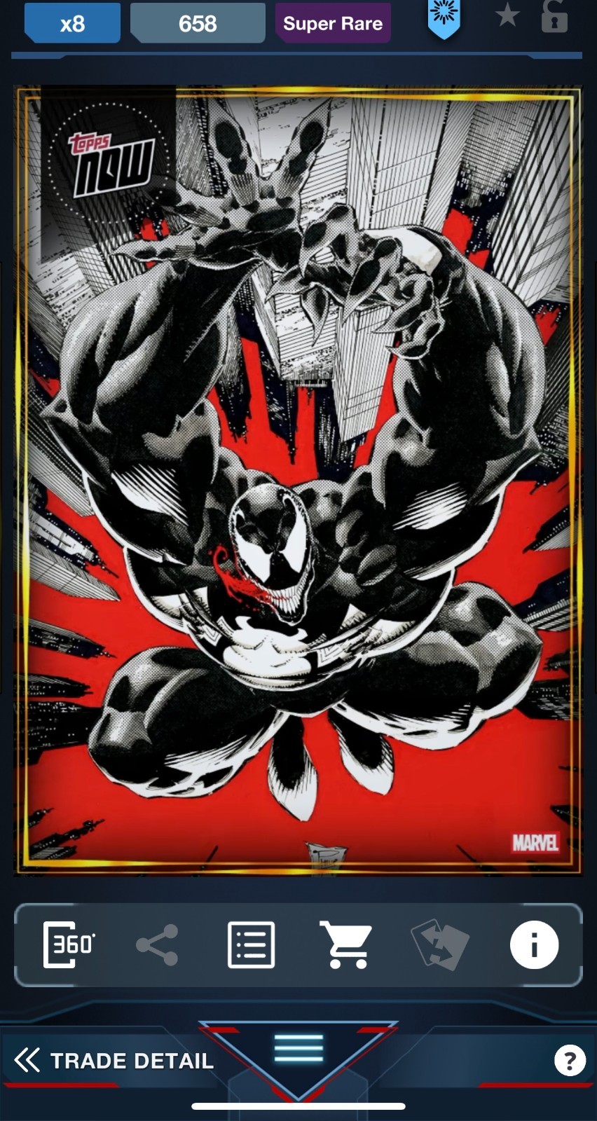 TOPPS NOW NOVEMBER 26 GOLD SUPER RARE VENOM 2025 MARVEL COLLECT DIGITAL CARD