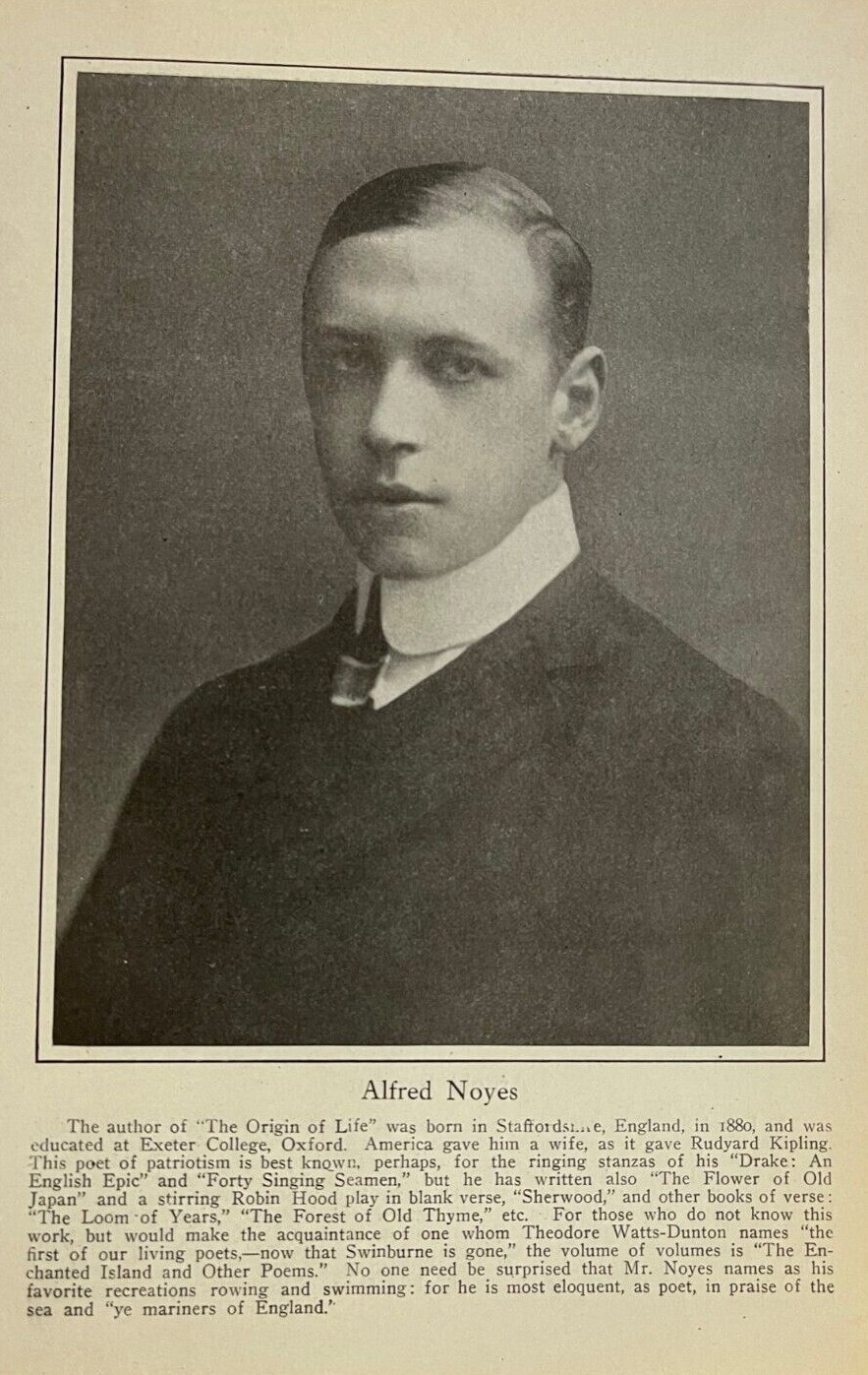 1912 Vintage Magazine Illustration Author Alfred Noyes