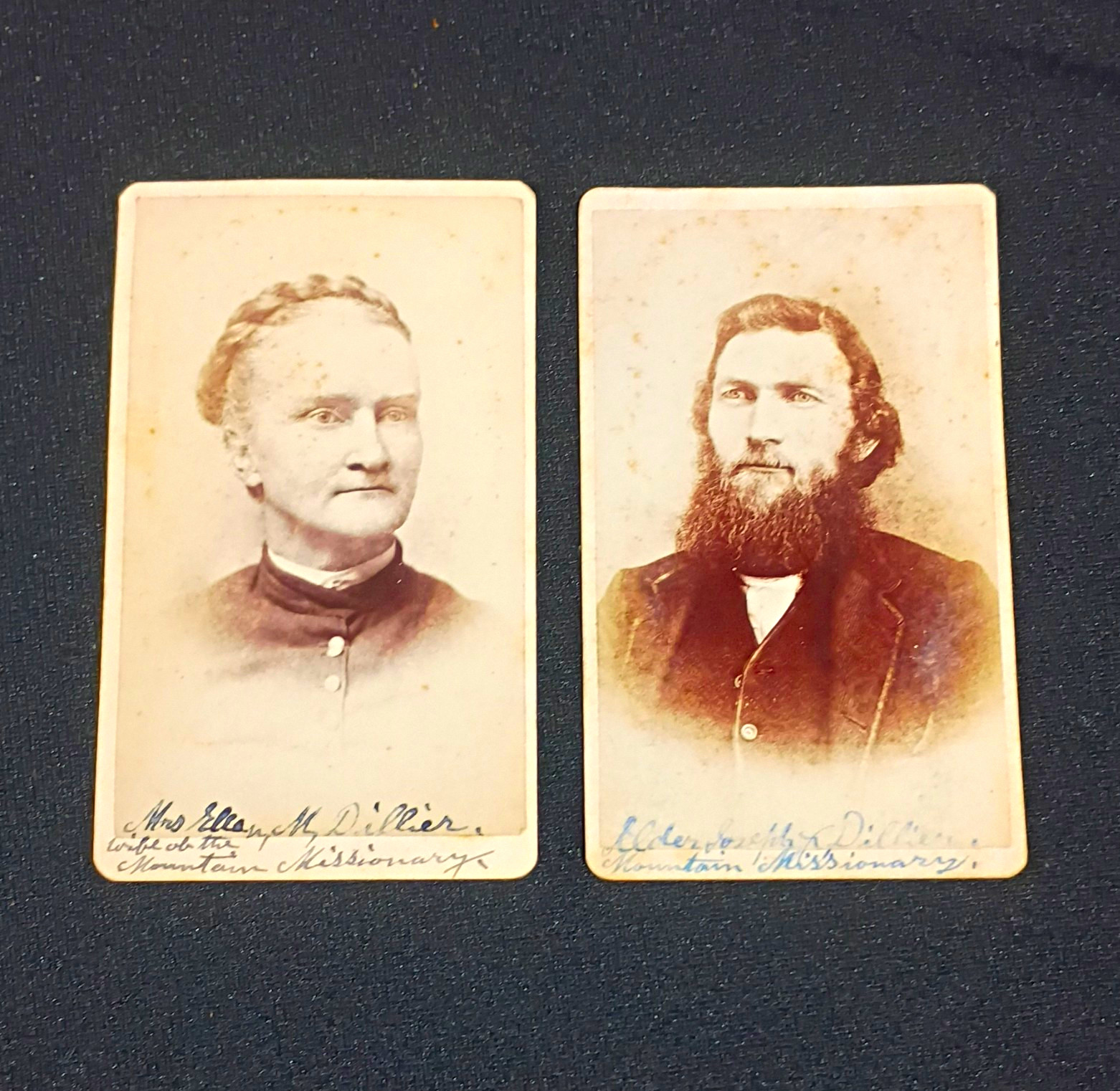 2 - 1800's Antique CDV Portrait Photo Joseph Diller Mountain Missionary And Wife