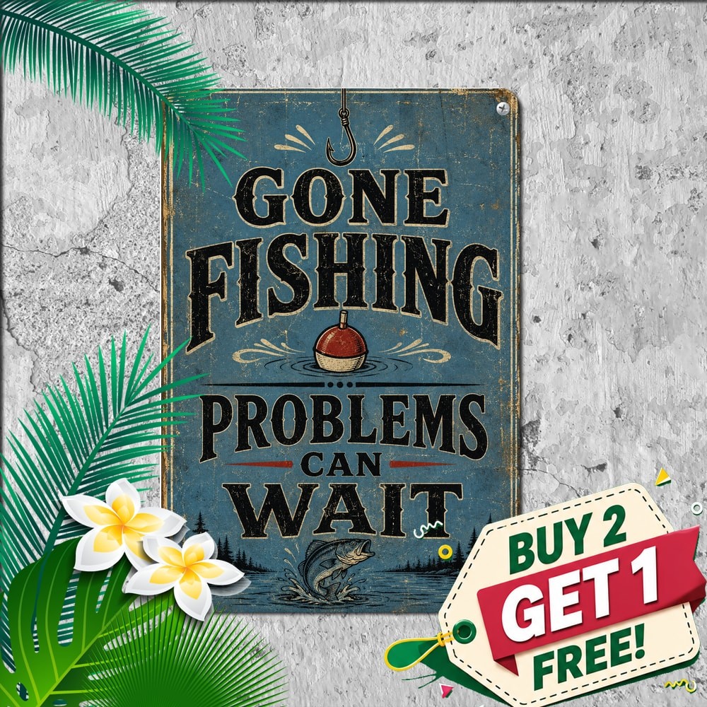 Funny Fishing Slogan Metal Sign Retro Angler Cabin Wall Art Decor 8x12