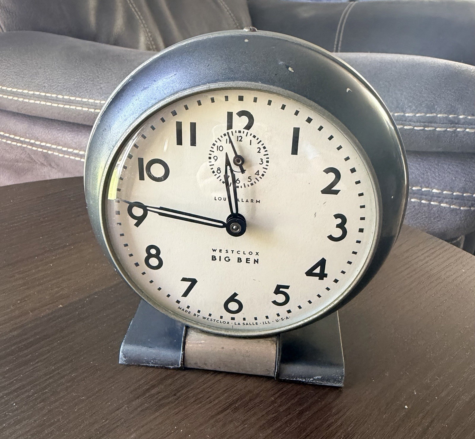 Vintage Westclox BIG BEN Desk Alarm Clock Black Patend In USA.