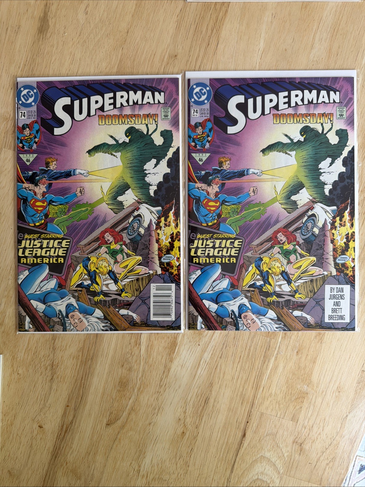(2) Copies Superman #74 Newsstand & Direct Editions VF/NM
