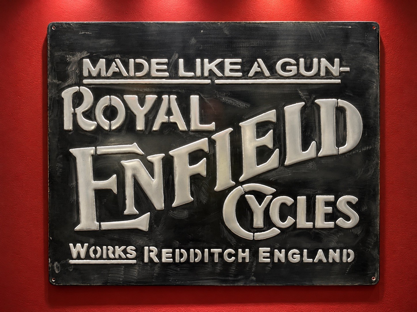 Royal Enfield Garage Sign 20x24” Hand Cast Aluminum Relief Metal Wall Art