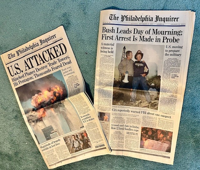 2 Sections Phila Inquirer Sept 11, 2001 - 9/11 + Set 15 Day of Mourning-