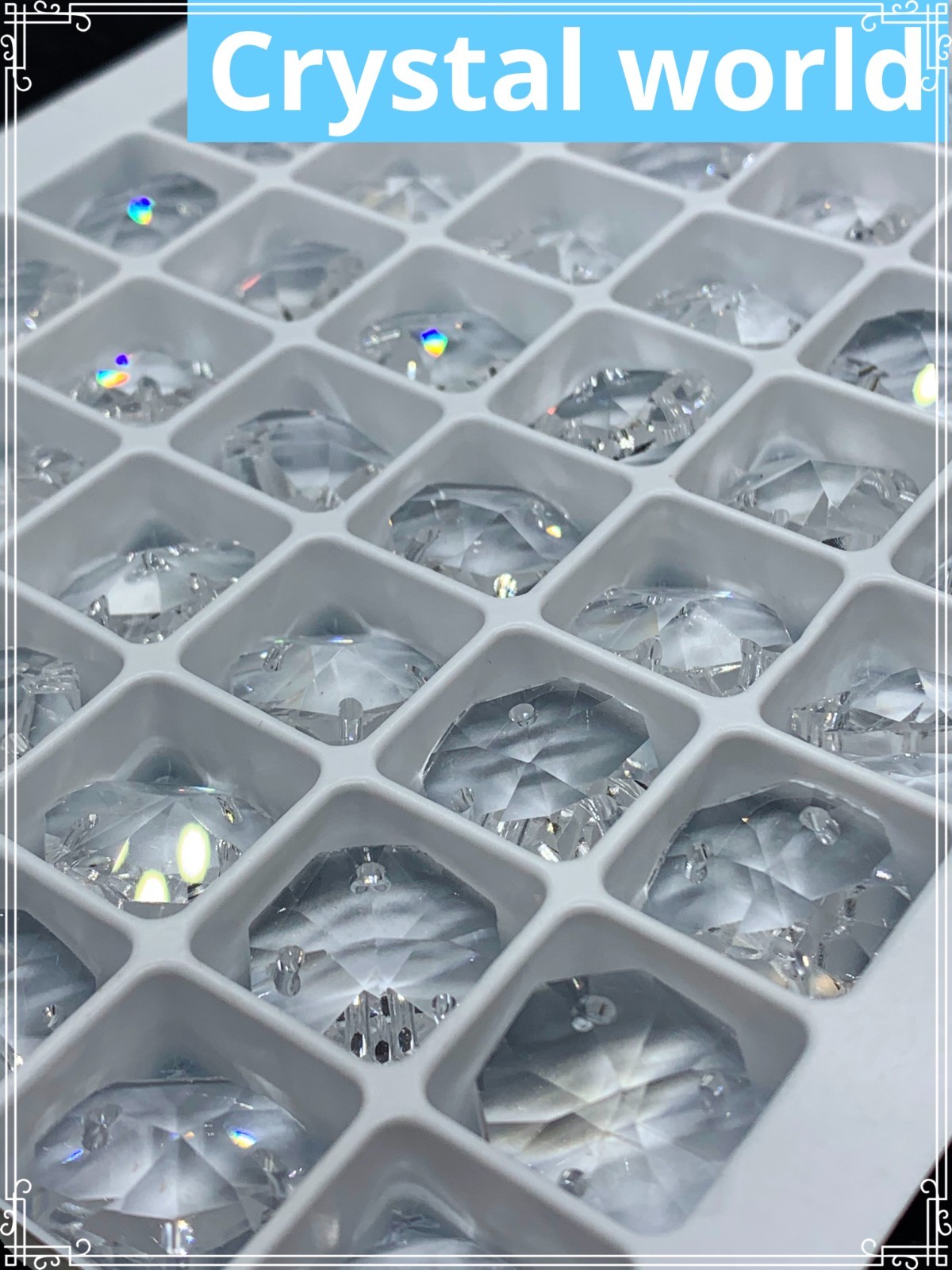 108pcs 16mm Octagon Crystal Bead Prism Lot Chandelier Lamp Asfour 3 Hole pins