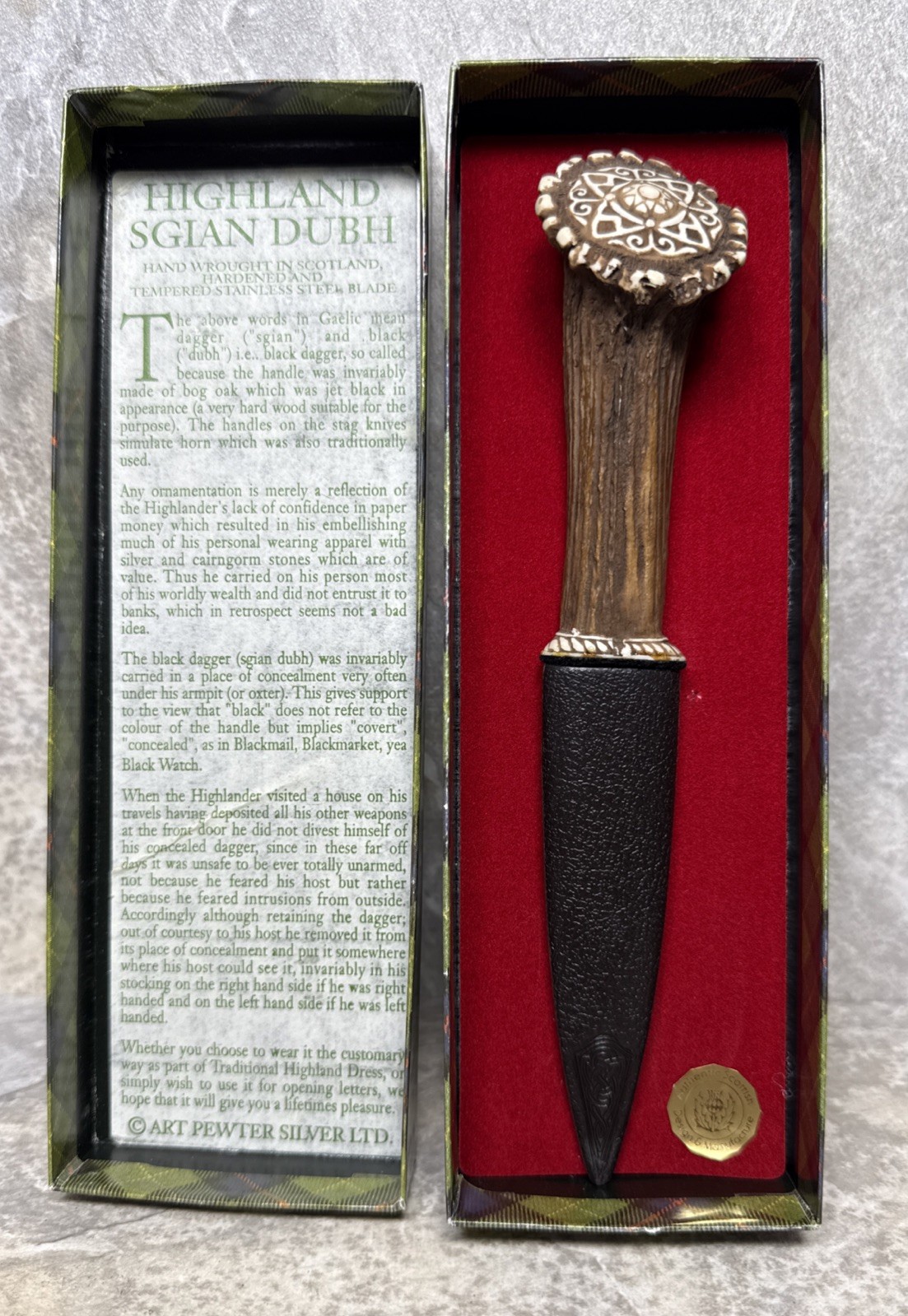 Vintage Scottish Highland Sgian Dubh Dagger w/ Sheath & Box - Glasgow, Scotland