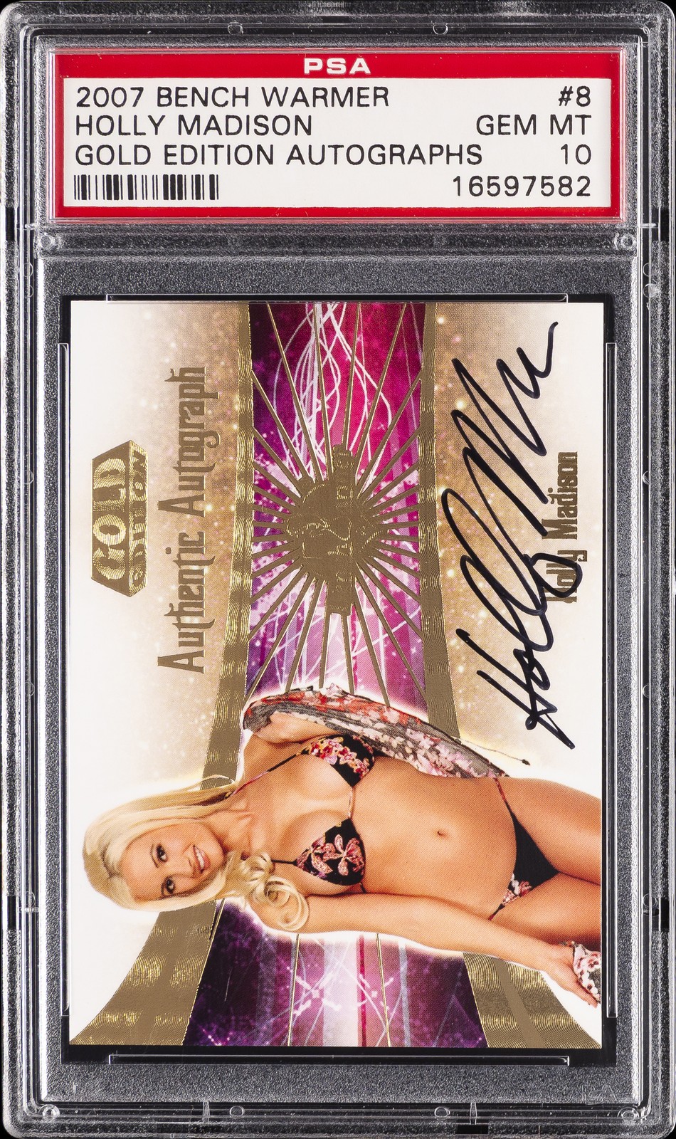 2007 BENCH WARMER GOLD EDITION AUTOS #8 HOLLY MADISON PSA 10 AUTO