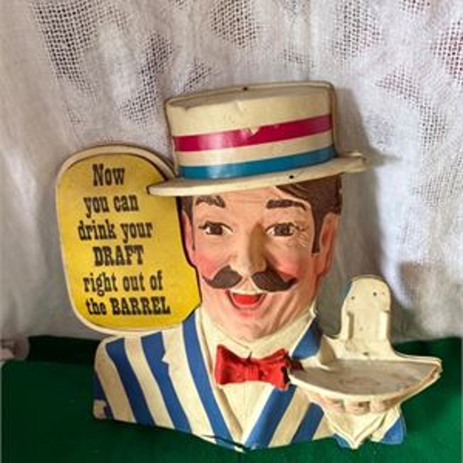 Vintage 3D Molded Plastic Beer Sign Bartender Barbershop Bar Decor Sign AS IS