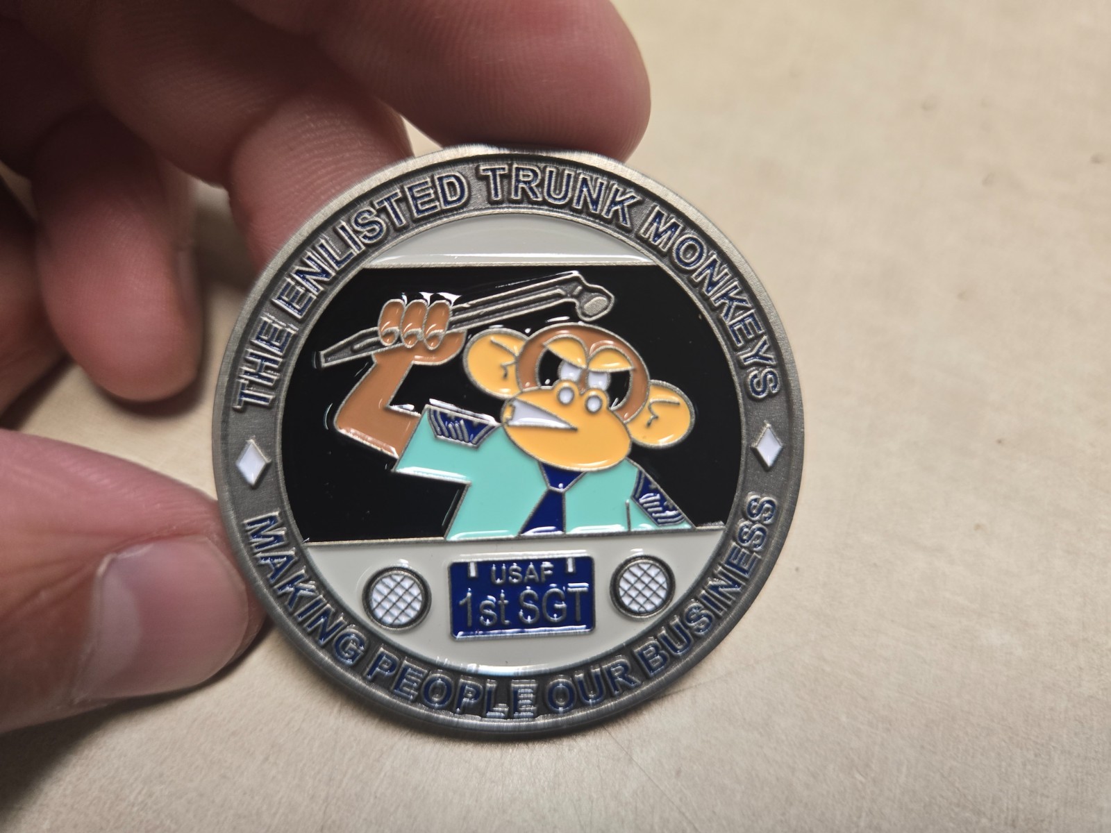 USAF 1ST SGT ENLISTED TRUNK MONKEYS CHALLENGE COIN