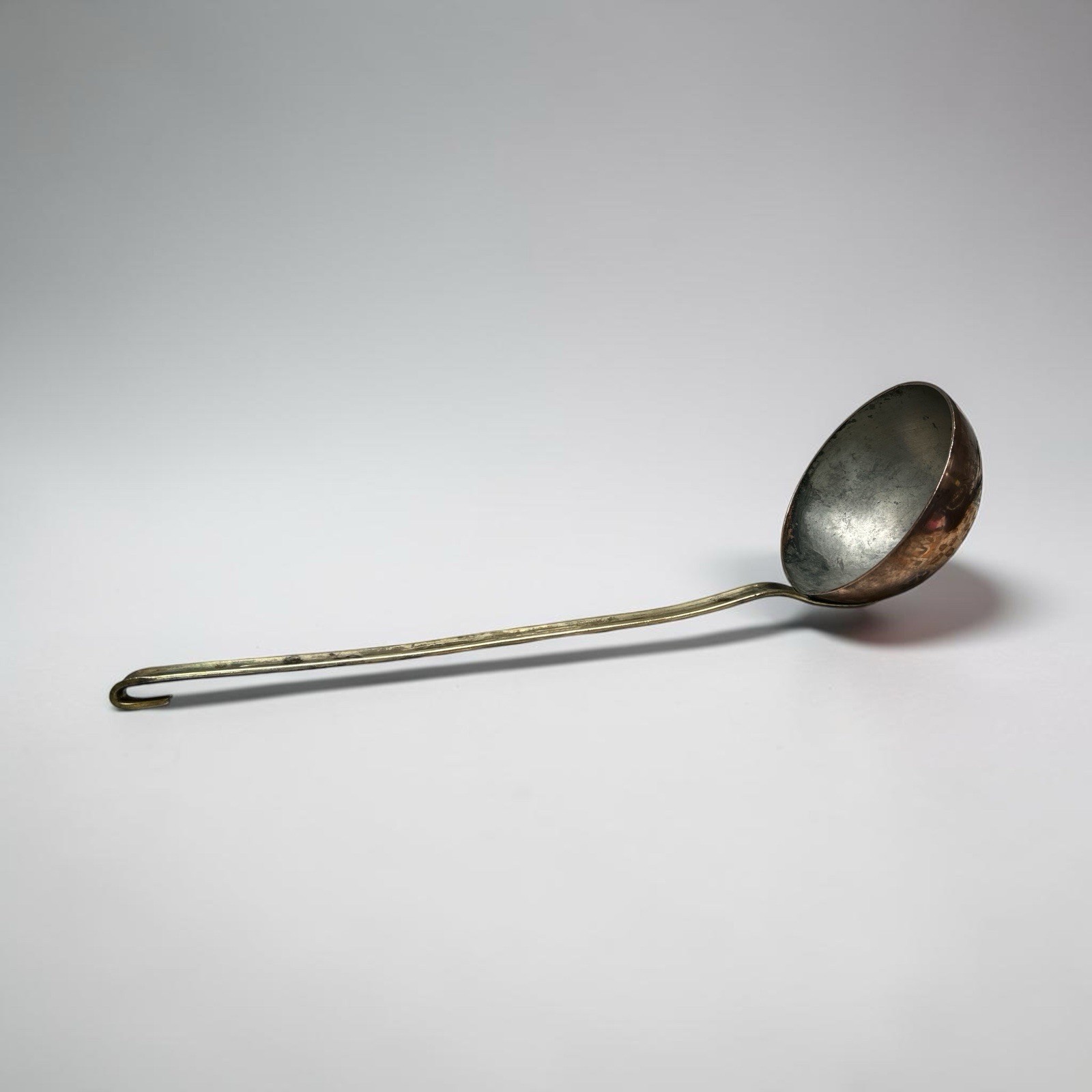 Vintage Primitive Copper Ladle Spoon 14” Hook Handle