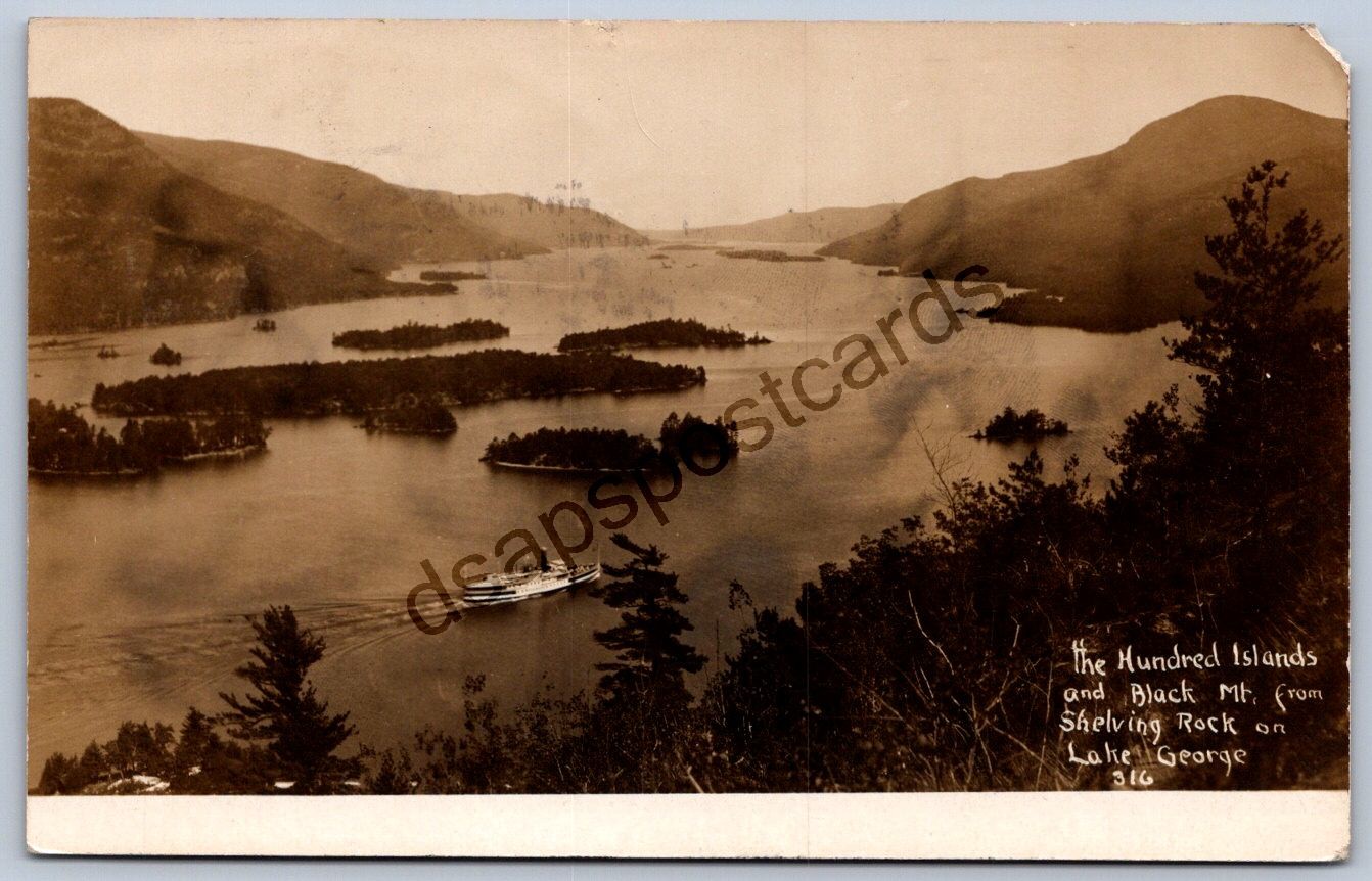 K50/ Lake George New York RPPC Postcard c1910 Hundred Islands Steamer 293