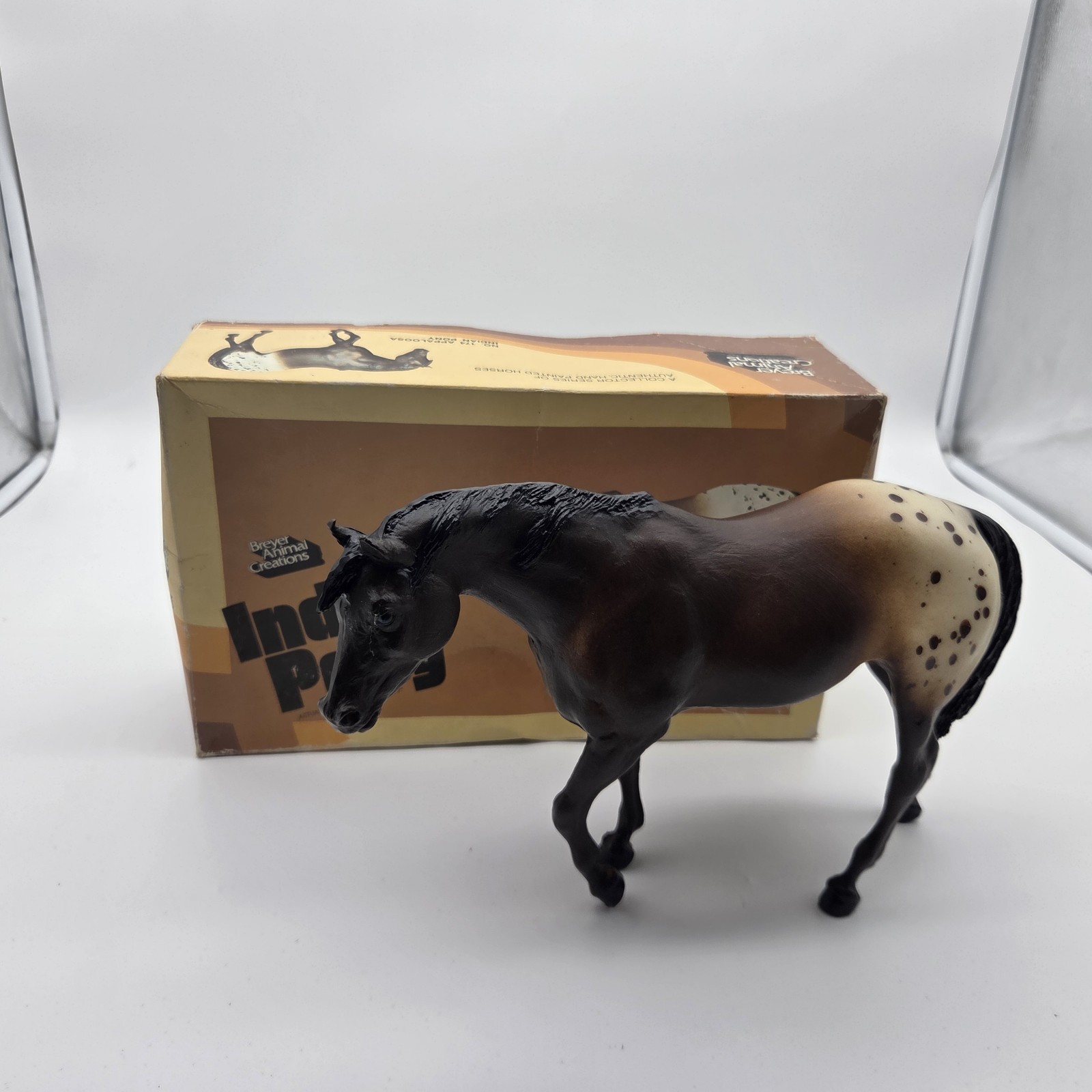 VINTAGE BREYER INDIAN PONY DARK HORSE #174, APPALOOSA With Original Box