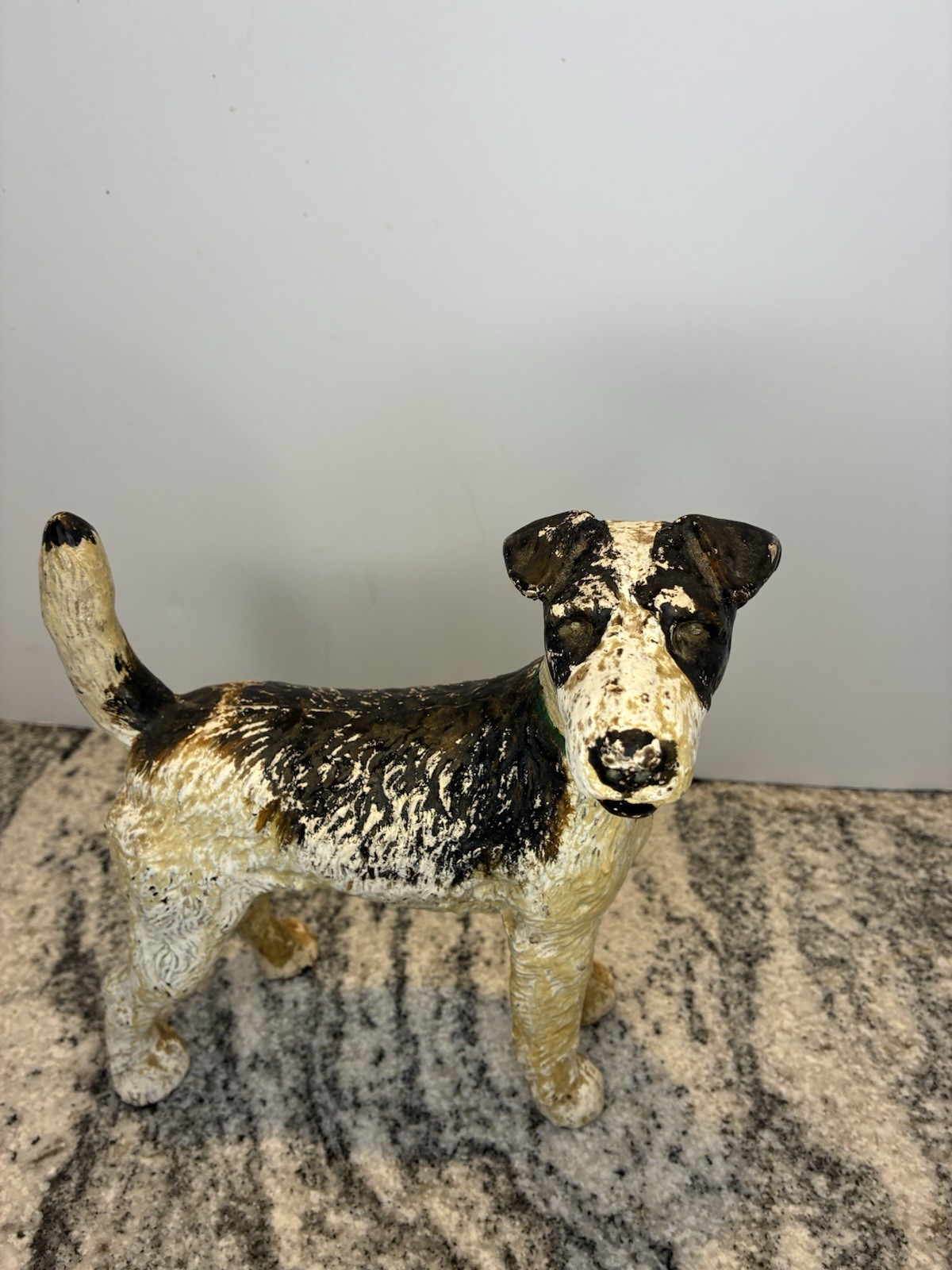 VINTAGE ANTIQUE HUBLEY DOOR STOP WIRE HAIRED TERRIER 8.5” Tall