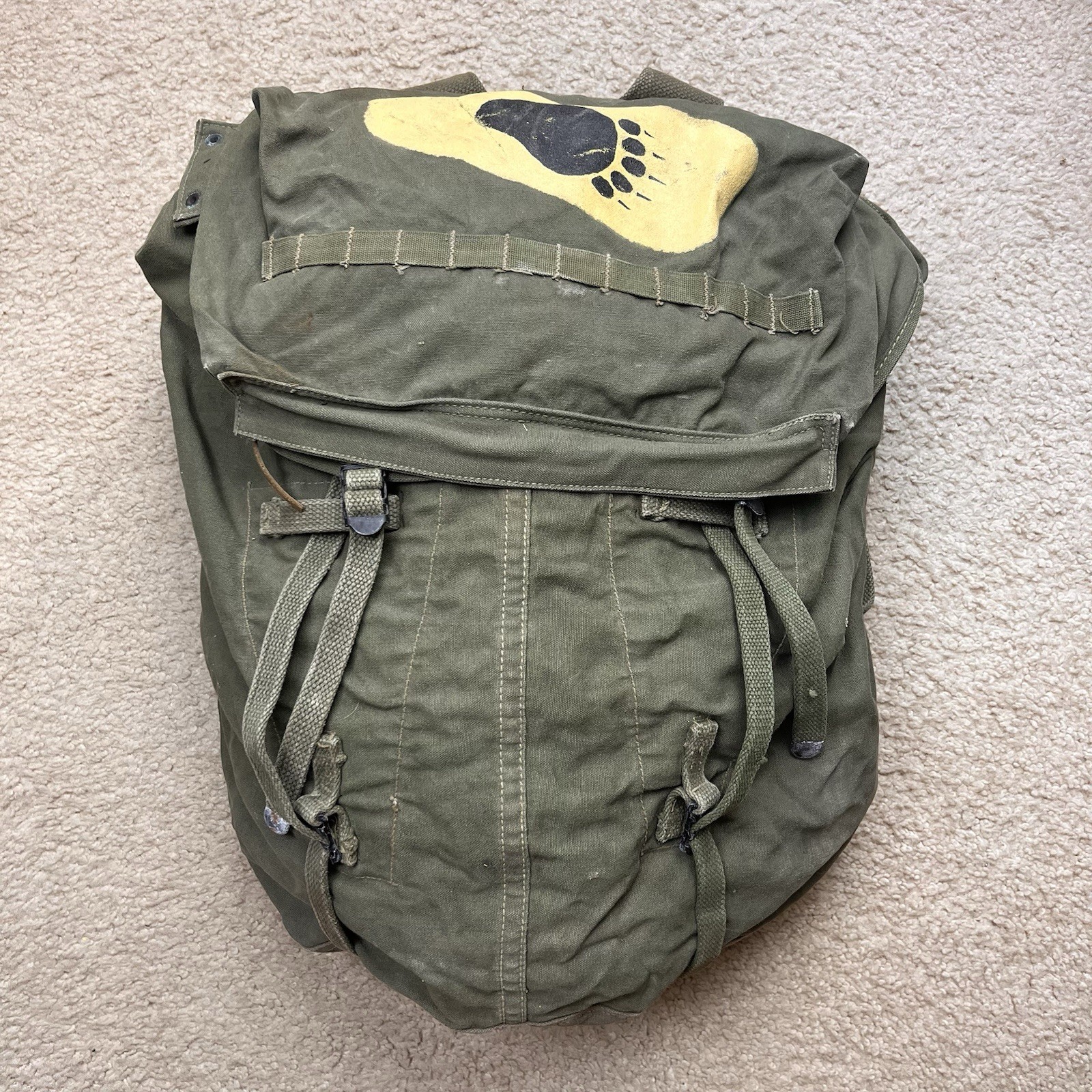 Vintage WWII Rucksack USMC Boyt M-1943 Backpack Jungle Pack Painted Stencil