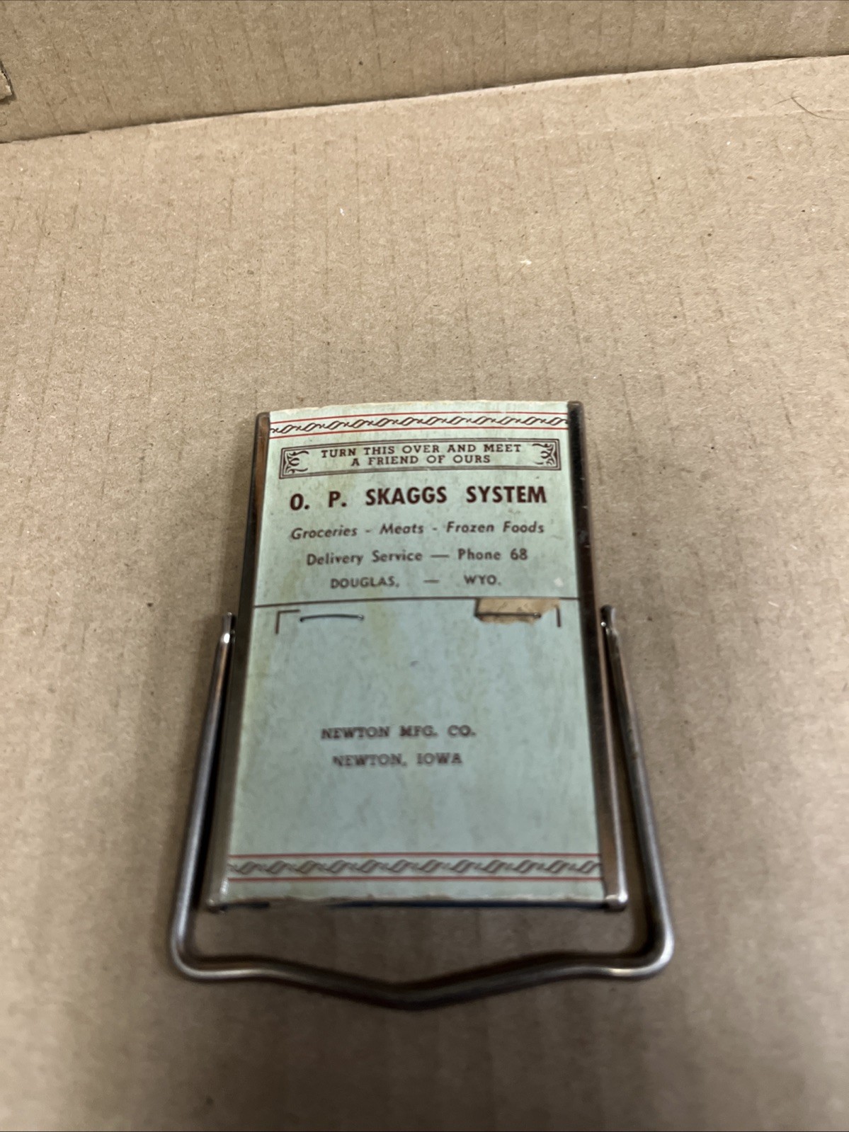 Vtg O.P. Skaggs System-Douglas, Wyoming-Reversible Advertising Calendar Mirror