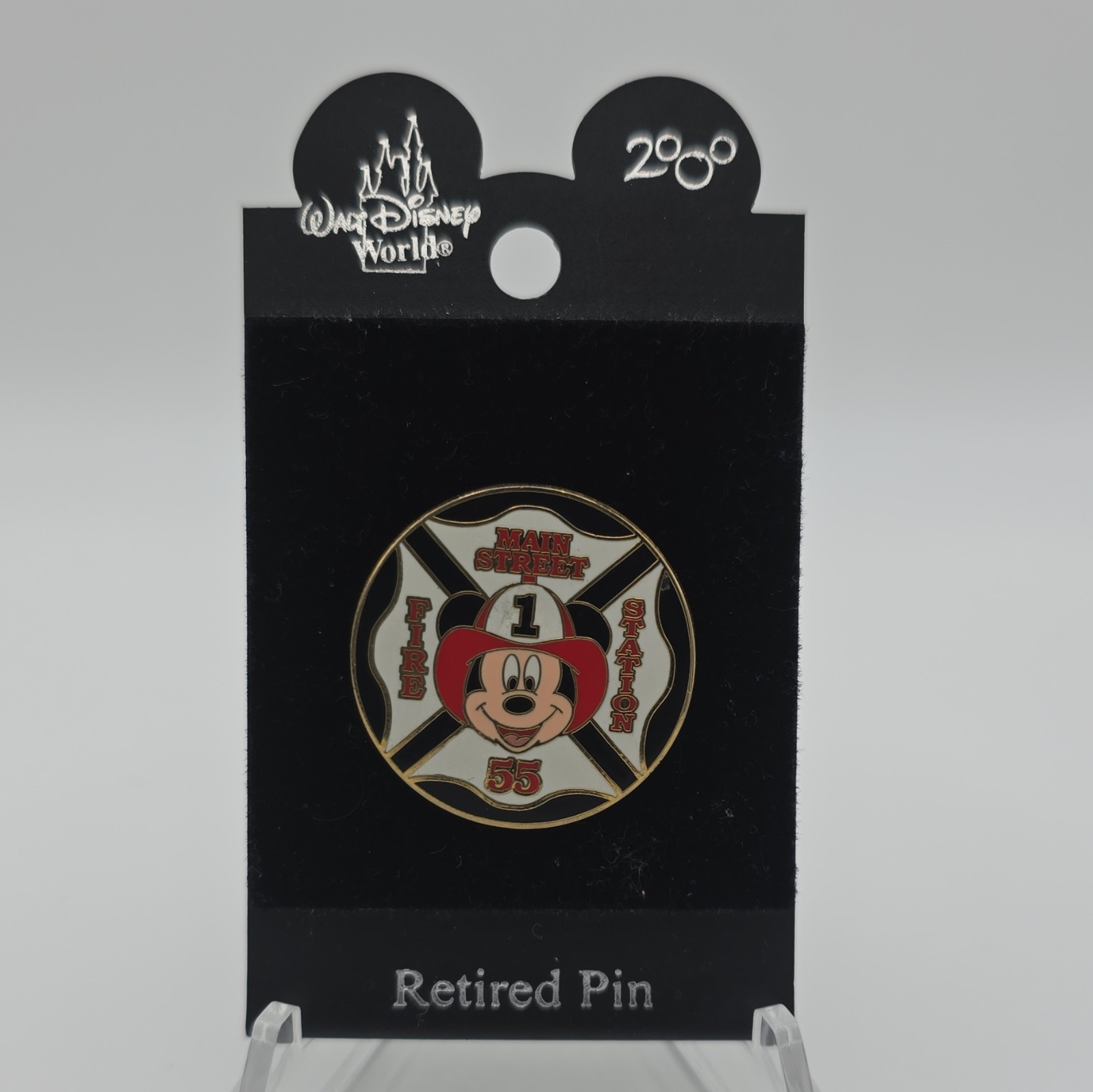 Disneyland Main Street Fire Station 55 Mickey Mouse Emblem Pin Retired