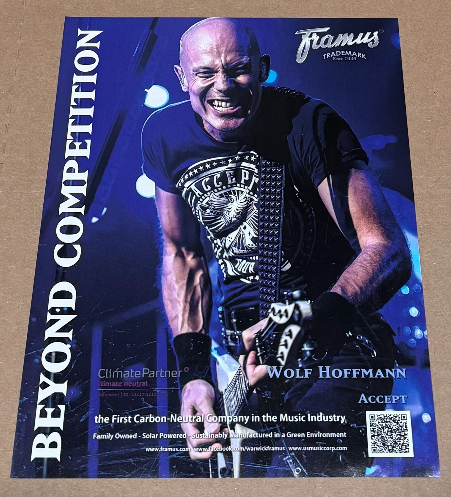 Wolf Hoffmann of ACCEPT - FRAMUS GUITARS - 2013 Print Advertisement