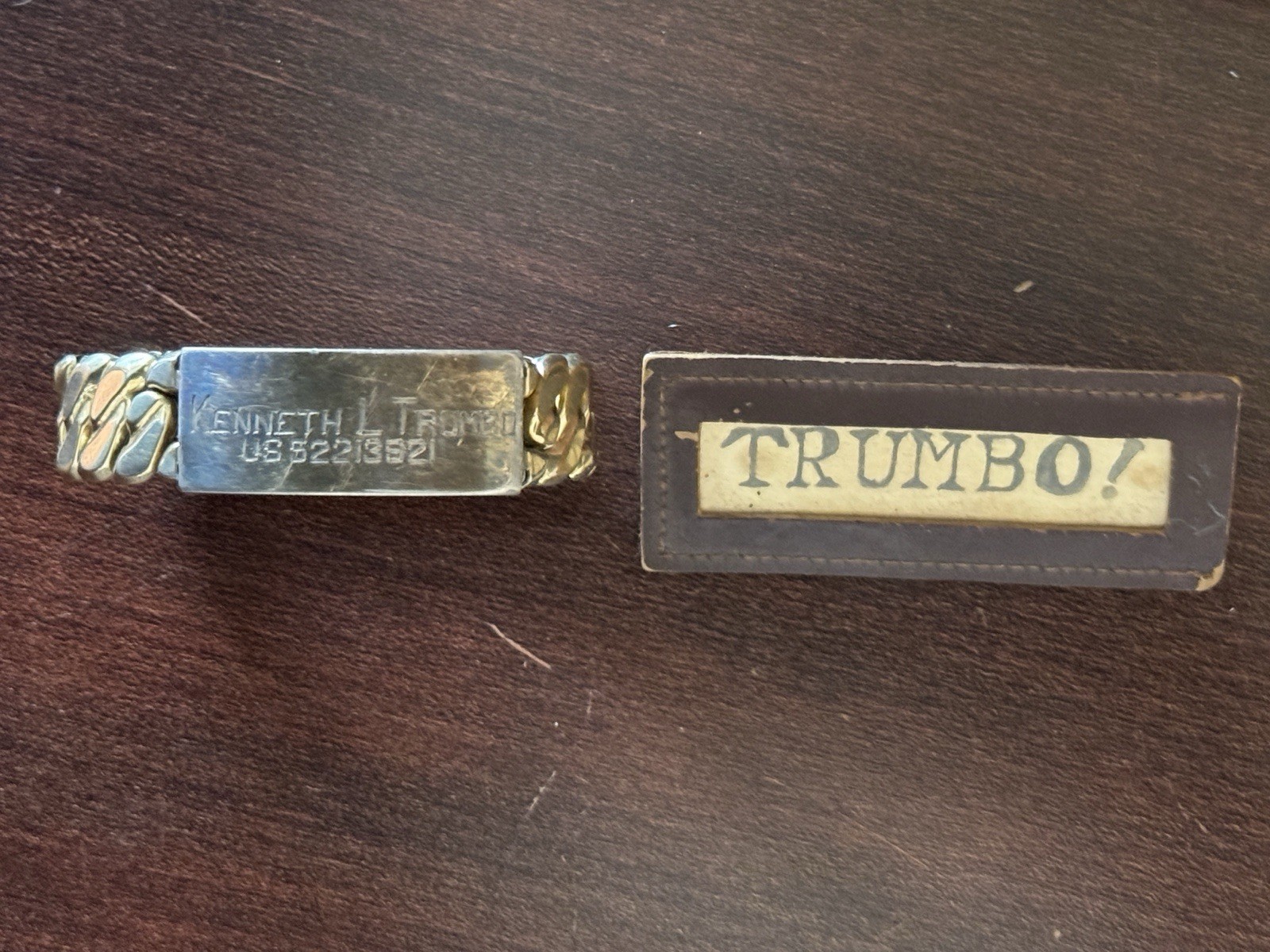 Korean War 1/20 10k Gold Filled ID Bracelet And Leather Name Tag Lot